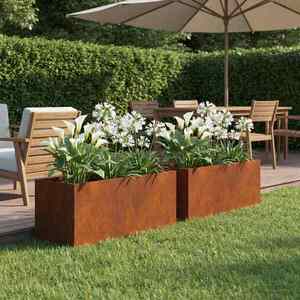 Imagine vidaXL Vază pentru Grădină 2 buc. Ruginit 60 x 20 x 20 cm