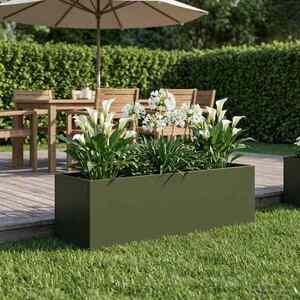 Imagine vidaXL Vază pentru Grădină Verde măsliniu 80 x 30 x 30 cm