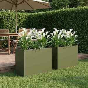 Imagine vidaXL Vază pentru Grădină 2 buc. Verde măsliniu 60 x 30 x 50 cm