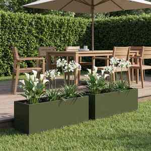 Imagine vidaXL Vază pentru Grădină 2 buc. Verde măsliniu 60 x 20 x 20 cm