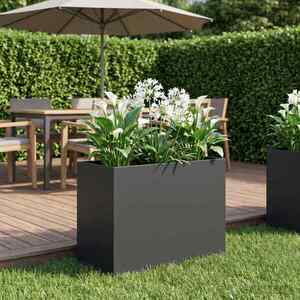 Imagine vidaXL Vază pentru Grădină Negru 60 x 30 x 40 cm Oțel laminat la rece