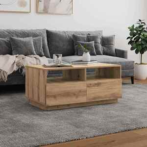 Imagine vidaXL Măsuță de cafea cu lumini LED, stejar artizanal, 90x49x40 cm