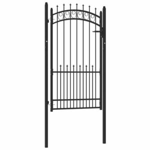 Imagine vidaXL Poartă de gard EMMEN cu țepi din oțel 104x134, 5 cm, negru