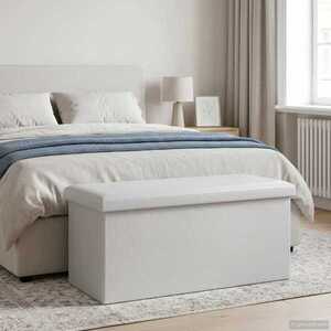 Imagine vidaXL Bancă de depozitare pliabilă Alb 180 kg 80 L 77 x 38 x 38 cm