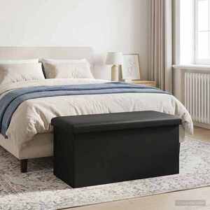 Imagine vidaXL Bancă de depozitare pliabilă Negru 180 kg 80 L 77 x 38 x 38 cm