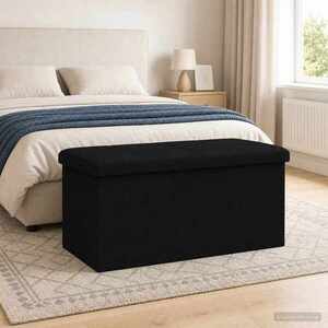 Imagine vidaXL Bancă de depozitare pliabilă Negru 180 kg 80 L 77 x 38 x 38 cm
