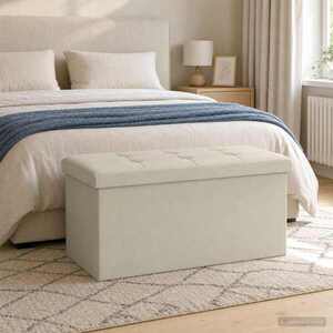 Imagine vidaXL Bancă de depozitare pliabilă Alb 180 kg 80 L 77 x 38 x 38 cm In