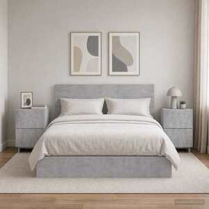 Imagine vidaXL Dulap de noapte 2 buc. Gri Beton 33, 5 x 34, 5 x 50 cm