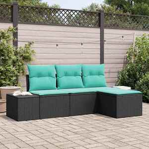 Imagine vidaXL Set de canapea 4 buc. Negru [Sintetic]: Poli Rattan