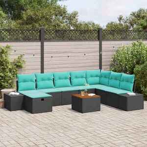 Imagine vidaXL Set de canapele pentru grădină 9 buc. Negru Rattan poli