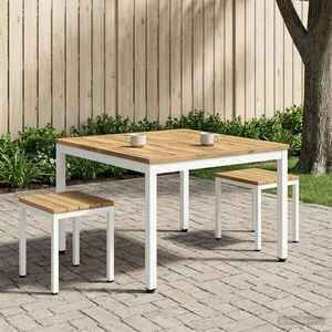 Imagine vidaXL Masă de cafea Alb 100 x 100, 5 x 45 cm Lemn Solid de Acacia