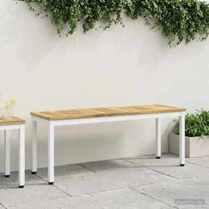 Imagine vidaXL Bancă de grădină 108, 5 x 35 x 45 cm Lemn Solid de Acacia Alb