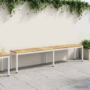 Imagine vidaXL Bancă de grădină 201 x 35 x 45 cm Lemn Solid de Acacia Alb