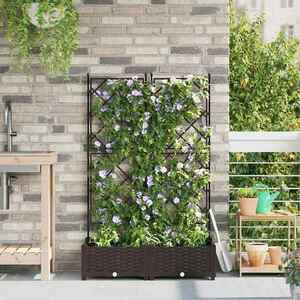 Imagine vidaXL Vază pentru Grădină 2 buc. Maro 80 x 40 x 125, 5 cm PP
