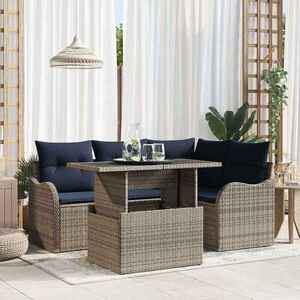 Imagine vidaXL Set dining pentru exterior 5 buc. Gri Rattan poli