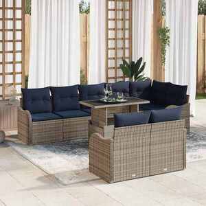 Imagine vidaXL Set de canapele pentru grădină 9 buc. Gri Rattan poli