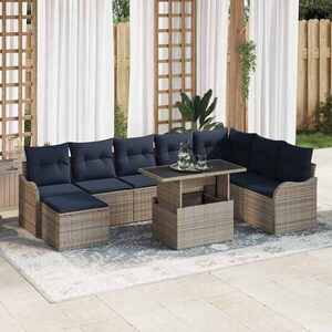 Imagine vidaXL Set de canapele pentru grădină 9 buc. Gri Rattan poli