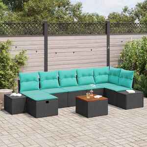 Imagine vidaXL Set de canapele pentru grădină 8 buc. Negru Rattan poli