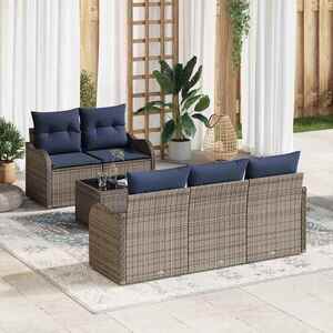 Imagine vidaXL Set de canapele pentru grădină Gri 55 x 55 x 37 cm poliratan
