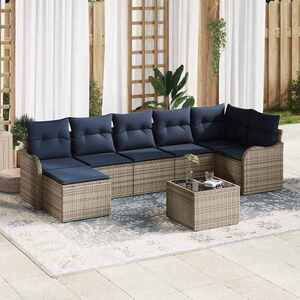 Imagine vidaXL Set de canapele pentru grădină cu pernă 8 pcs Gri Rattan poli