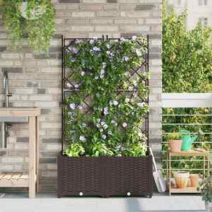 Imagine vidaXL Vază pentru Grădină 2 buc. Maro 80 x 40 x 143 cm PP