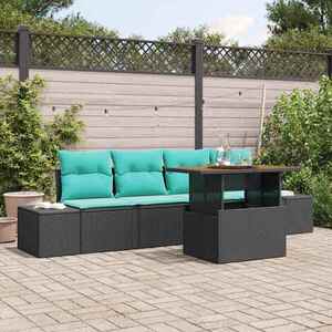 Imagine vidaXL Set de canapele pentru grădină 5 buc. Negru Rattan poli
