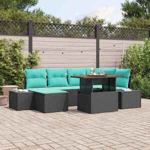Imagine vidaXL Set de canapele pentru grădină 7 buc. Negru Rattan poli