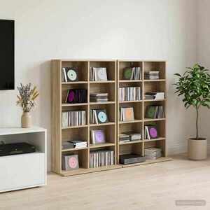 Imagine vidaXL Dulap pentru CD-uri 2 buc. Stejar Sonoma 65 x 23, 5 x 97, 5 cm