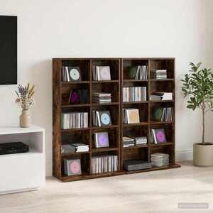 Imagine vidaXL Dulap pentru CD-uri 2 buc. Stejar fumuriu 65 x 23, 5 x 97, 5 cm