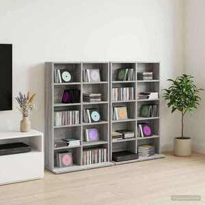 Imagine vidaXL Dulap pentru CD-uri 2 buc. Sonoma gri 65 x 23, 5 x 97, 5 cm