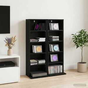 Imagine vidaXL Dulap pentru CD-uri 2 buc. Stejar Negru 33 x 23, 5 x 97, 5 cm