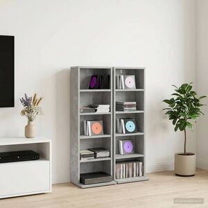 Imagine vidaXL Dulap pentru CD-uri 2 buc. Gri Beton 33 x 23, 5 x 97, 5 cm
