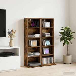 Imagine vidaXL Dulap pentru CD-uri 2 buc. Stejar fumuriu 33 x 23, 5 x 97, 5 cm