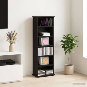 Imagine vidaXL Dulap pentru CD-uri Stejar Negru 60 x 17 x 92 cm Lemn prelucrat