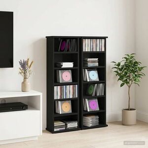 Imagine vidaXL Dulap pentru CD-uri 2 buc. Stejar Negru 60 x 17 x 92 cm