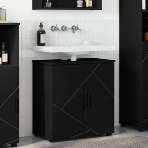 Imagine vidaXL Dulap de Baie Negru 61 x 35 x 64 cm Lemn prelucrat, Metal