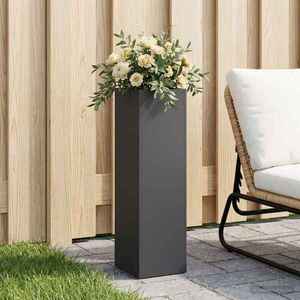 Imagine vidaXL Vază pentru Grădină Negru 20 x 20 x 75 cm Oțel laminat la rece