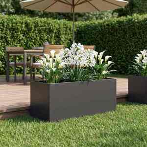 Imagine vidaXL Vază pentru Grădină Negru 80 x 40 x 40 cm Oțel laminat la rece