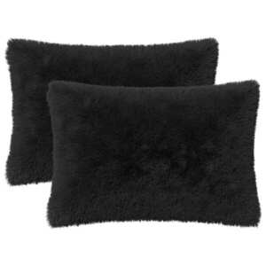 Imagine vidaXL Pernă cu pernă HEERLEN 2 buc. Negru Fleece PV