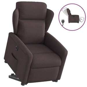 Imagine vidaXL Fotoliu electric rabatabil cu ridicare, maro închis, textil
