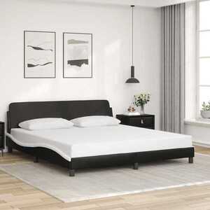 Imagine vidaXL Cadru de pat Dover negru și alb 183x213cm piele artificială