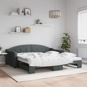 Imagine vidaXL Pat de zi cu extensie, gri deschis, 100x190 cm, textil