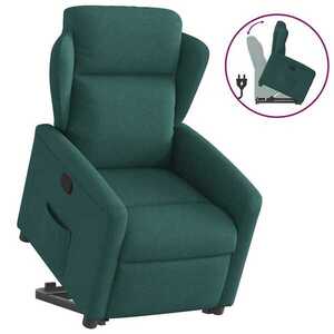 Imagine vidaXL Fotoliu rabatabil ridicare pe verticală, verde închis, textil