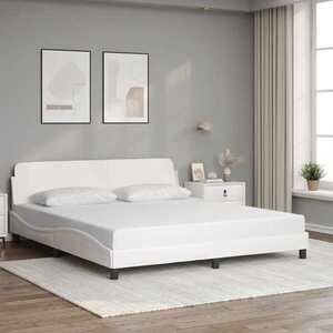 Imagine vidaXL Cadru de pat, Dover, alb, 183x213 cm, piele artificială