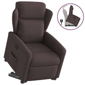 Imagine vidaXL Fotoliu rabatabil cu ridicare pe verticală, maro închis, textil