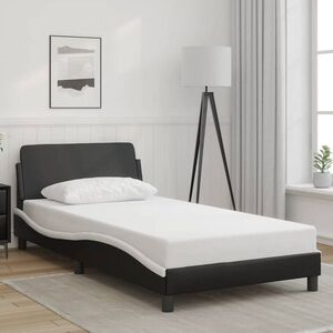 Imagine vidaXL Cadru de pat Dover negru și alb 100x190cm piele ecologică