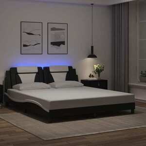 Imagine vidaXL Cadru de pat Viana cu LED fără saltea negru și alb 183x213 cm
