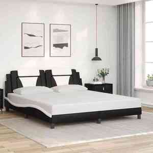 Imagine vidaXL Cadru de pat Viana fără saltea negru și alb 183x213cm piele artificială