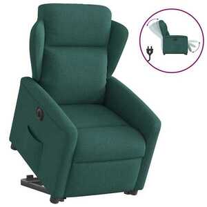 Imagine vidaXL Fotoliu electric rabatabil cu ridicare, verde închis, textil