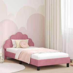 Imagine vidaXL Cadru de pat pentru copii cu spătar Roz 90 x 200 cm Catifea